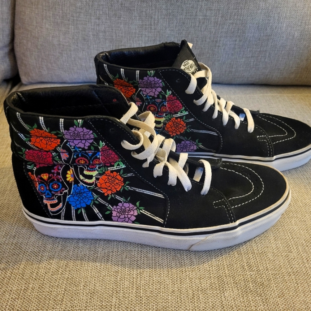 Vans Women's Black High-Top Day Of The Dead Sneakers Glow In the Dark